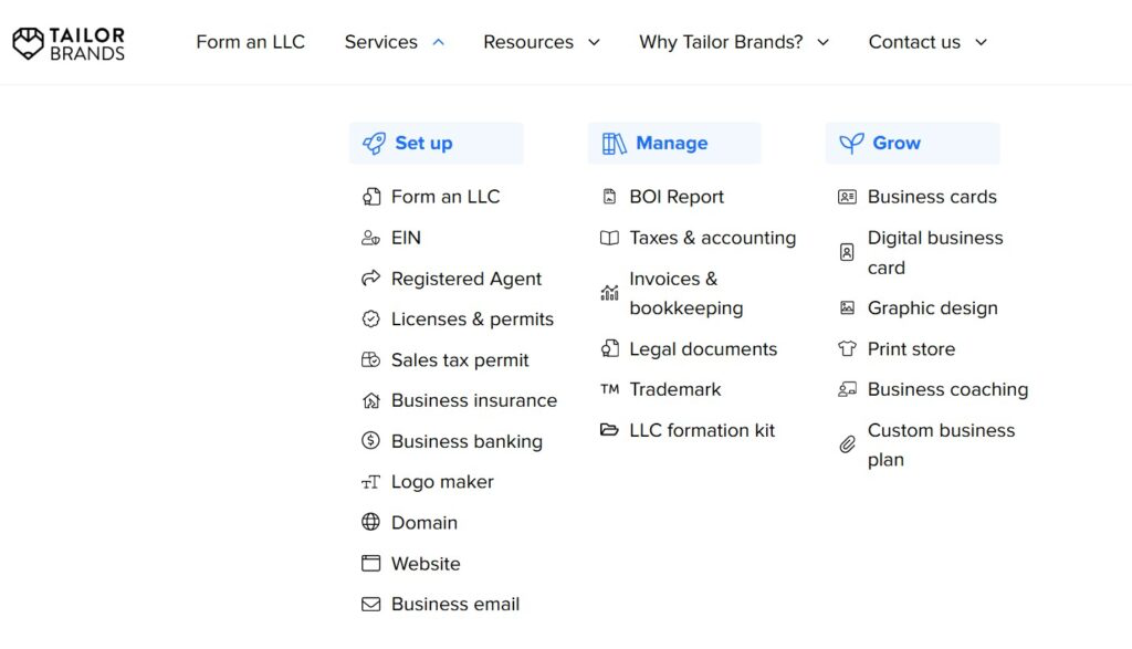 Tailor Brands dashboard interface